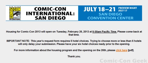 Comic-Con 2013 - Housing - Hotel Reservations - Travel Planners - 01