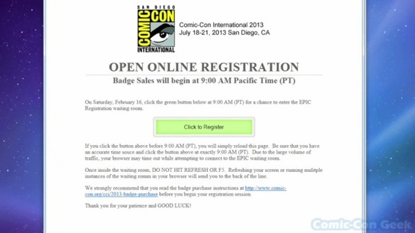 Comic-Con 2013 Open Online Badge Registration - SDCC Badge Purchase 007