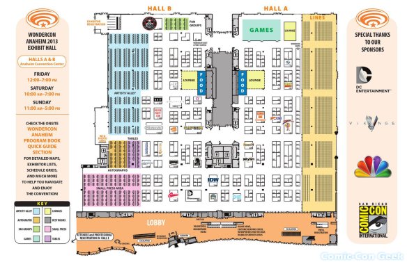 WonderCon Anaheim 2013 Exhibit Hall - Halls A & B - Convention Center - Map