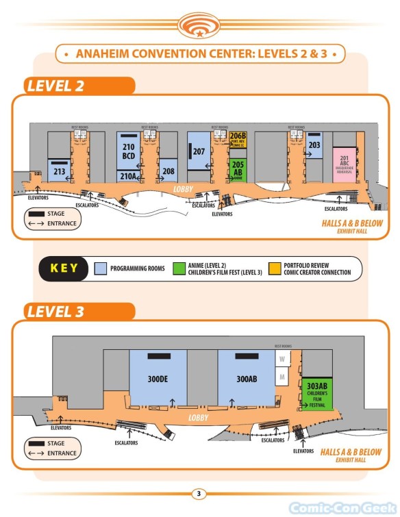 WonderCon Anaheim 2013 Quick Guide 003 - Convention Center Map - Levels 2 & 3