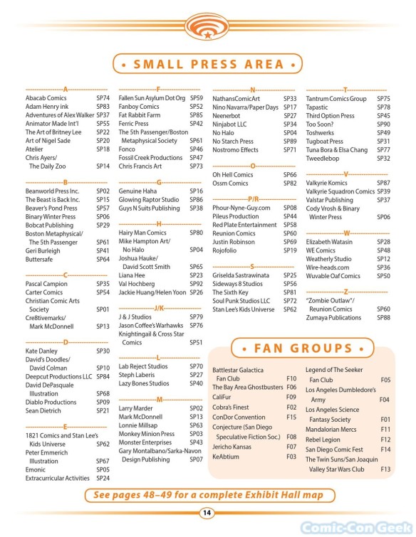 WonderCon Anaheim 2013 Quick Guide 014 - Small Press - Fan Groups - List